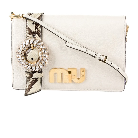 MIU MIU Black Matelasse Python-Trim Crystal Miu Shoulder Bag SOLD - Picture 5 of 14